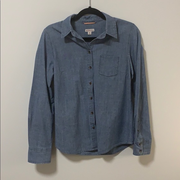 Denim Button-up Blouse - Picture 1 of 4